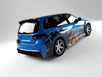 Subaru STI Low-poly 3D model