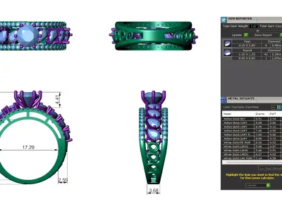 Pointer Diamond Engagement Ring With Pear Diamond Band Style  3D print model
