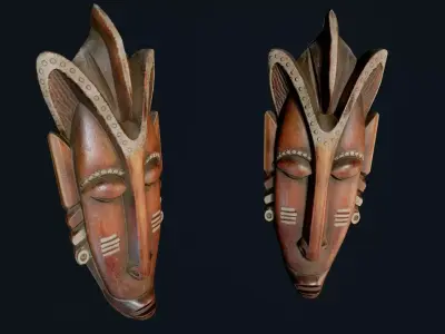 African Decor Mask 3 Low-poly 3D model