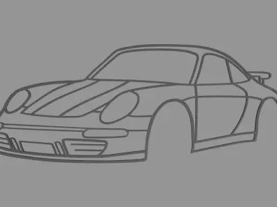 Porsche 911 2023 Perspective Wall Silhouette 3D print model