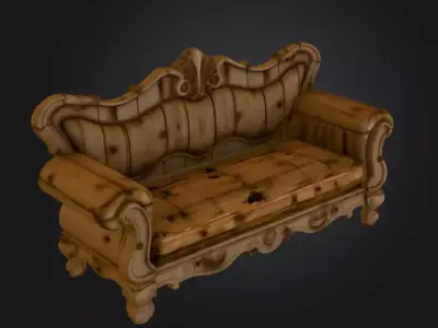 Decayed Baroque Sofa Low-poly 3D model