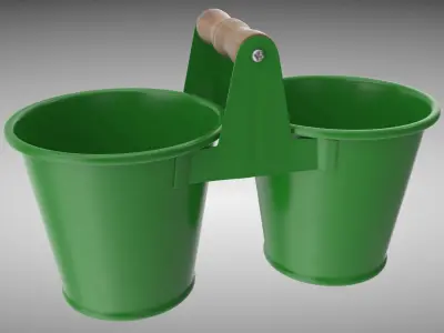 Twin Pot Low-poly 3D model