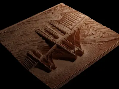 Golden Gate Bridge CNC 3d Print High Relief Sand Casting 3D print model