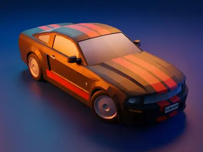 Lowpoly Ford Mustang Shelby Low-poly 3D model