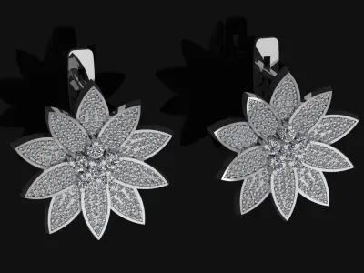 Ring and Earrings in flower style 3D print model