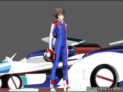 KAZAMI HAYATO ASURADA CYBER FORMULA STATUE DIORAMA RACE ANIME 3D print model