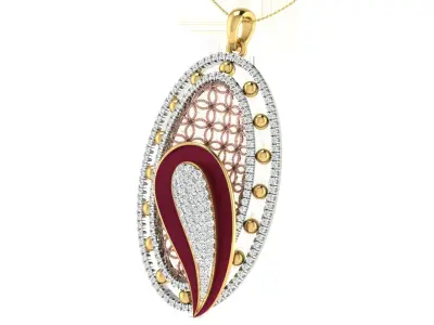 Solitaire Women Pendant 3dm STL OBJ FBX Renders Details 3D print model order