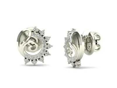 Earrings-6889 pair of rose gold earrings with diamonds 3D print model