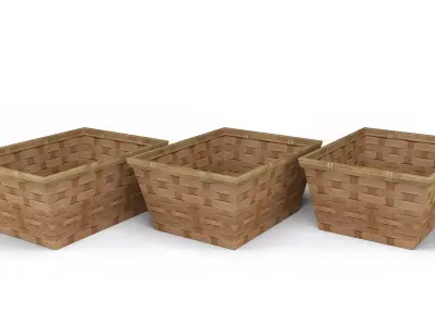 Wood Basket Decoration Low-poly 3D model