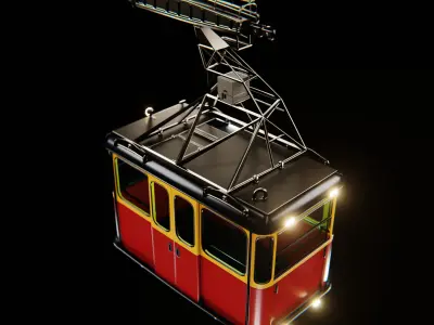 80s Cable car Low-poly 3D model