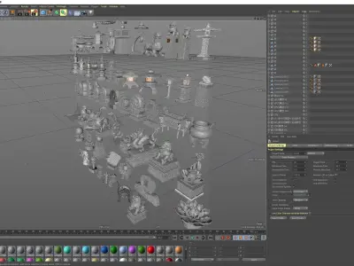 Chinese God Beast Zodiac Dragon Buddha Statue Stone Pillar Model 3D model