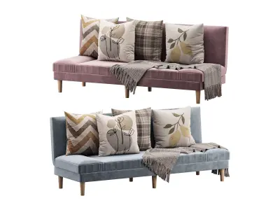 Armless Foldable Convertible Sofa 3D model