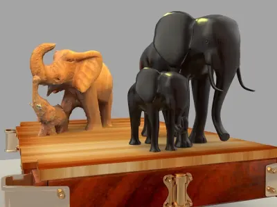 Chinese display stand with elephants   3D model