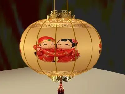 Chinese red lantern 3D model 39