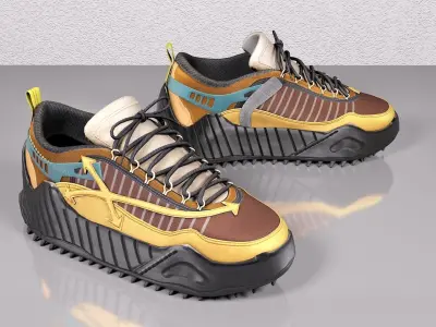 Unisex Sneakers Low-poly 3D model