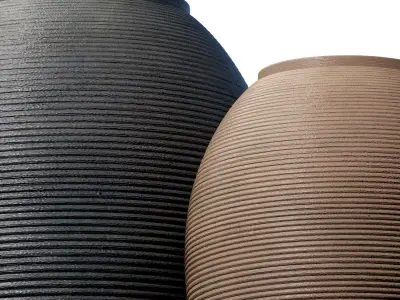 Decorative Fluted ceramic floor high vase modern home decoration 3D model