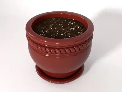 Flower Pot With Saucer and Soil 3D model