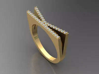 alphabet jewelry ring diamond letter K 3D print model