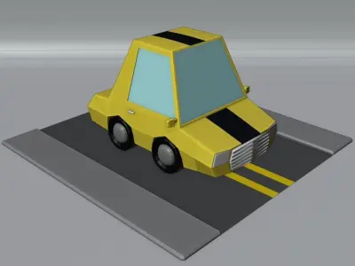 Yellow Car Free low-poly 3D model
