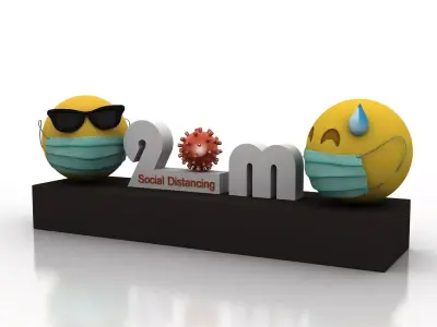 Social Distancing model for coronavirus 3D model