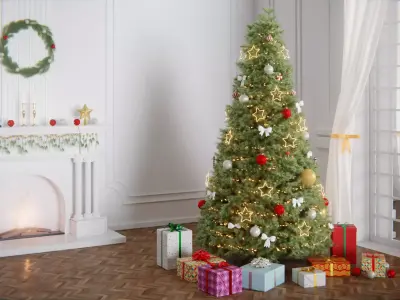 Christmas Tree 3d Scene Low-poly 3D model