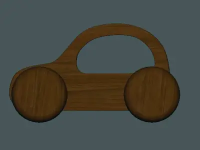 Wooden Toy Car 3D model 5