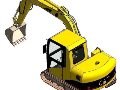 Small Long Reach Excavator-09 Low-poly 3D model