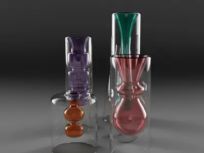 Yves Coloured Glass Vase Set 3D model