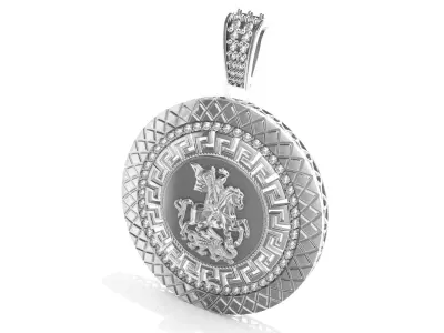 3D Round Relief Pendant with Center Gemstone STL Model for 3D print model