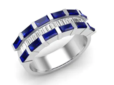 AV 534 Baguette Diamond Ladies Anniversary Wedding Band 3D print model