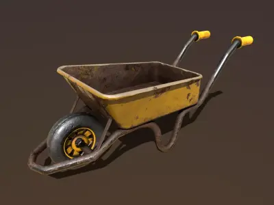 Stylized Wheelbarrow Low-poly 3D model