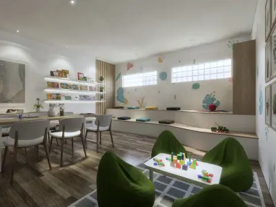 Rendering Realistic Scene  Kindergarth  and  Home Schooling 3D model