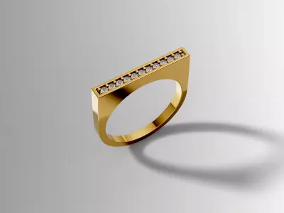 Minimalist Bar Diamond Ring 3D print model