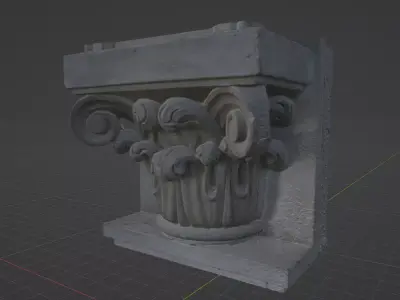 3D Scan of a Decorative Architectural Capital Low-poly 3D model