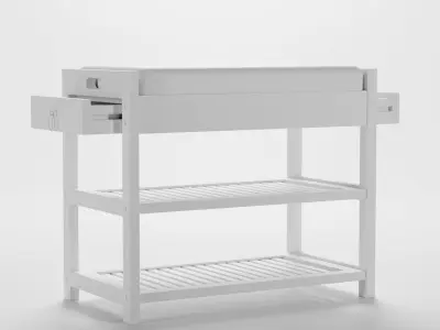 Bamboo padded hallway shoes rack seat bench Low-poly 3D model