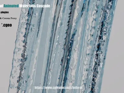 collection of Animated tall waterfall Fountains cascade  3D model