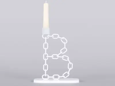 Alphabet A White Chain Candleholder 3D Model True 4K PBR Render Low-poly 3D model