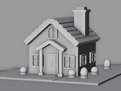 Stylized Low Poly House 3D Model  Game Ready Low-poly 3D model