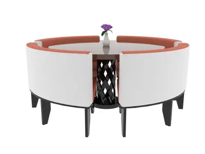 Minimalist Dining Table and Chair Low-poly 3D model