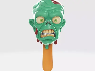 Zombie Head Popsicle Creepy Horror Ice Cream Style Figurine 3D print model