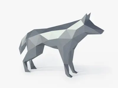 Low Poly Wolf in polygons Low-poly 3D model