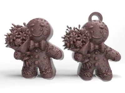 ginger cookie with flowers 5  3D print model