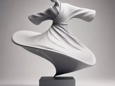 Abstract Dancer Sculpture 3D Bronze Art Figure Motion Low-poly 3D model