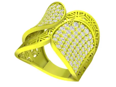 Luxury Heart Pave Openwork Ring Jewelry 3D Model 5098 3D print model