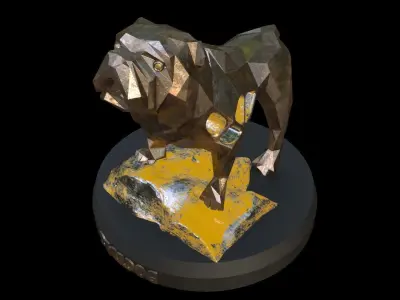 Steampunk Old Bulldog Rock Low-poly 3D model