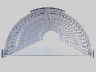 Tunnel arched structure with roof 3D model