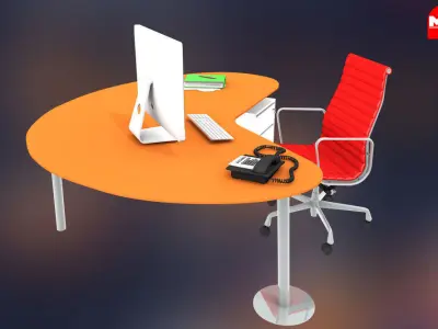 Office Furniture Interior Decoration Set 3D model