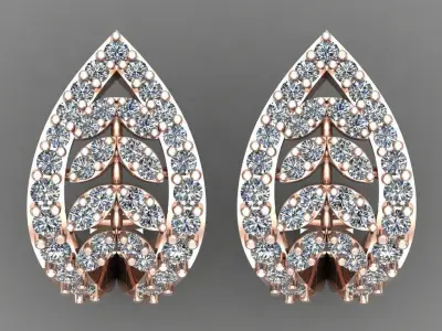 Rose Gold Diamond Women Earring 3D print Model 3D print model get