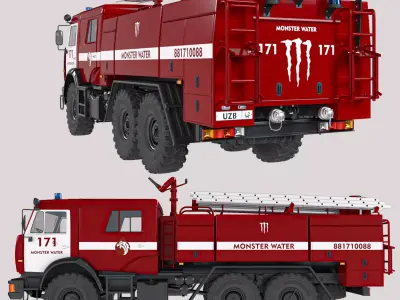 ATs7-40 fire truck red 3D model