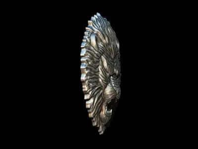 Lion Head Relief 3D print model